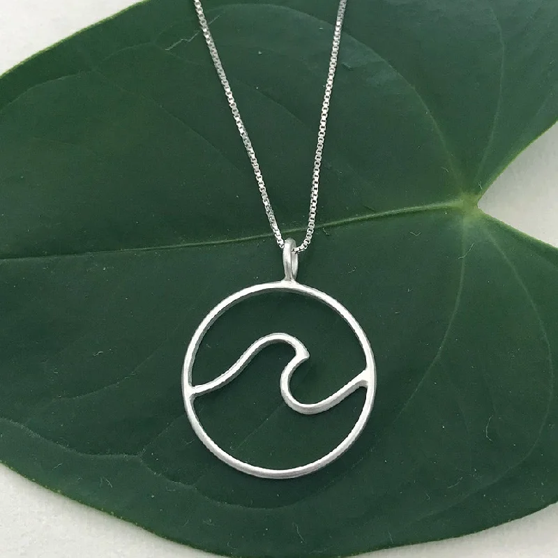 Bohemian-style necklaces for women-Ocean Waves Necklace - Sterling Silver, Indonesia