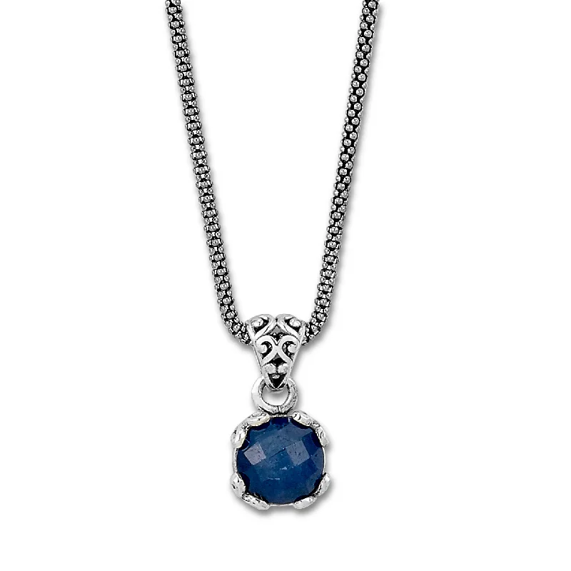 Vintage-inspired necklaces for women-Samuel B. Blue Sapphire Birthstone Glow Necklace - September