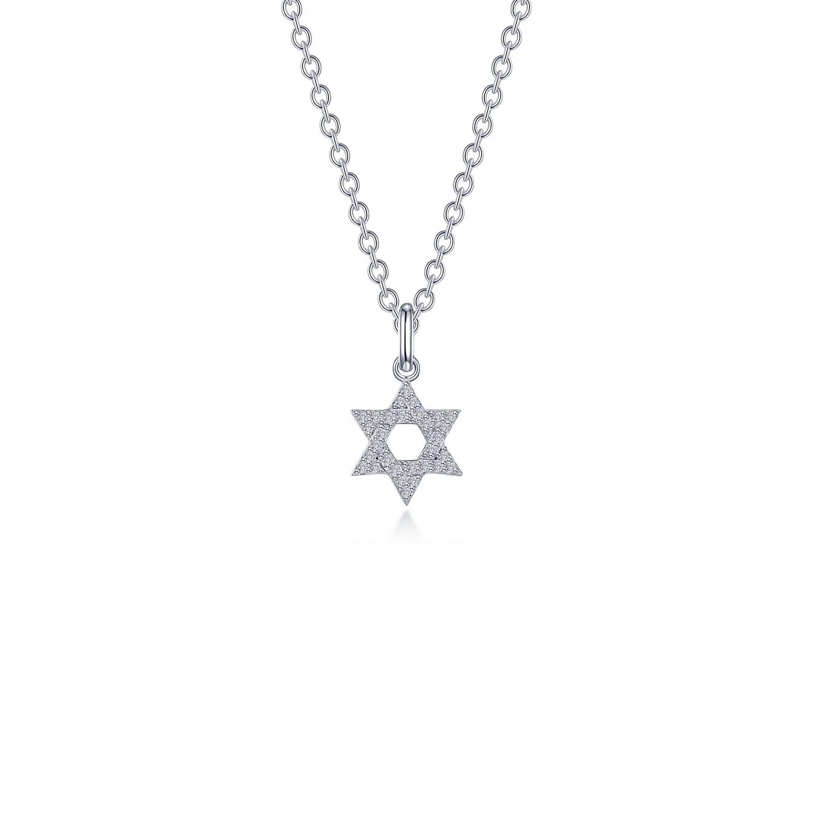 Elegant chain necklaces for women-Lafonn Simulated Diamond Star of David Necklace N2028CLP20