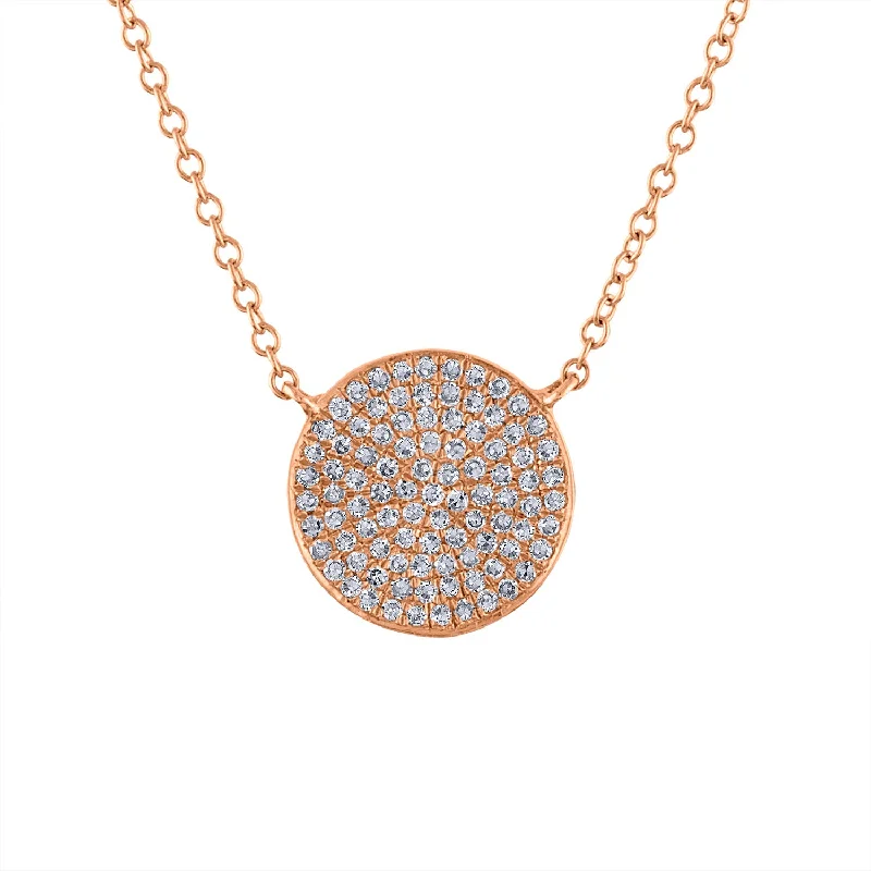 Beautiful necklaces for women with garnet stones-14KT GOLD MEDIUM PAVE DIAMOND DISK NECKLACE