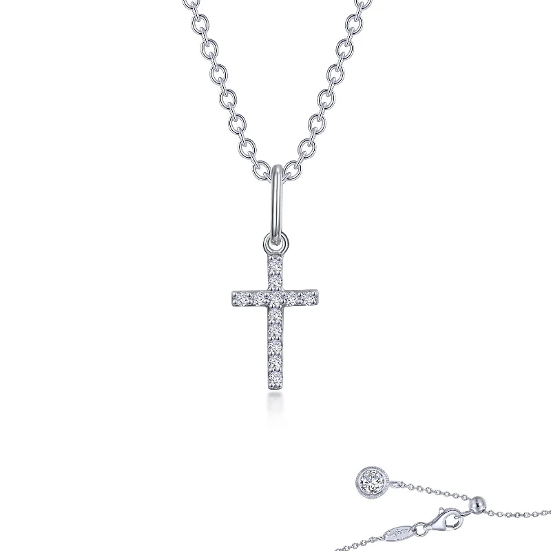 Women’s layered necklaces with beads-Lafonn Simulated Diamond 0.40ct Mini Cross Necklace N0237CLP