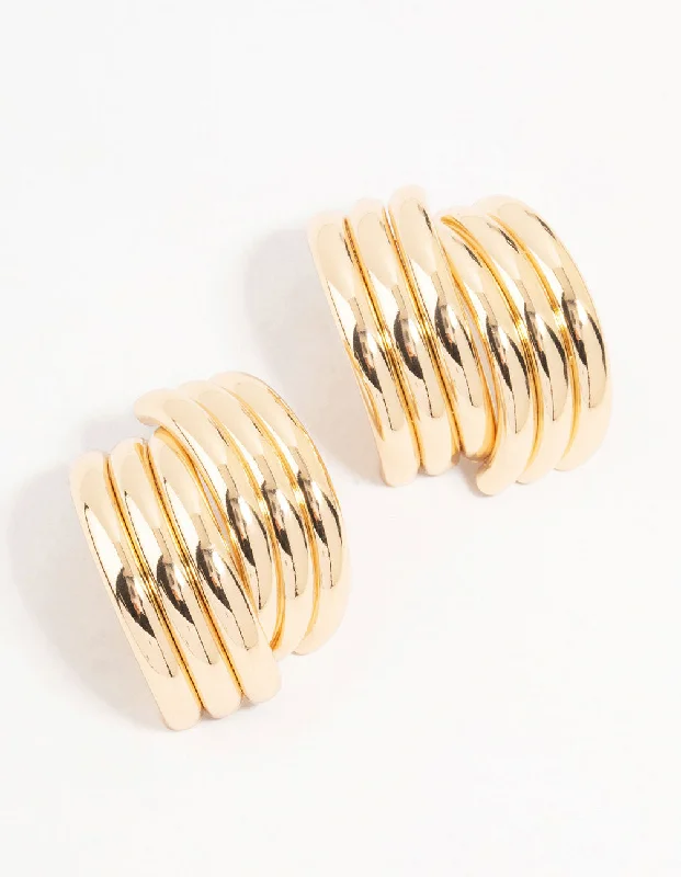 Elegant earrings with intricate designs-Gold Wrapped Stud Earrings