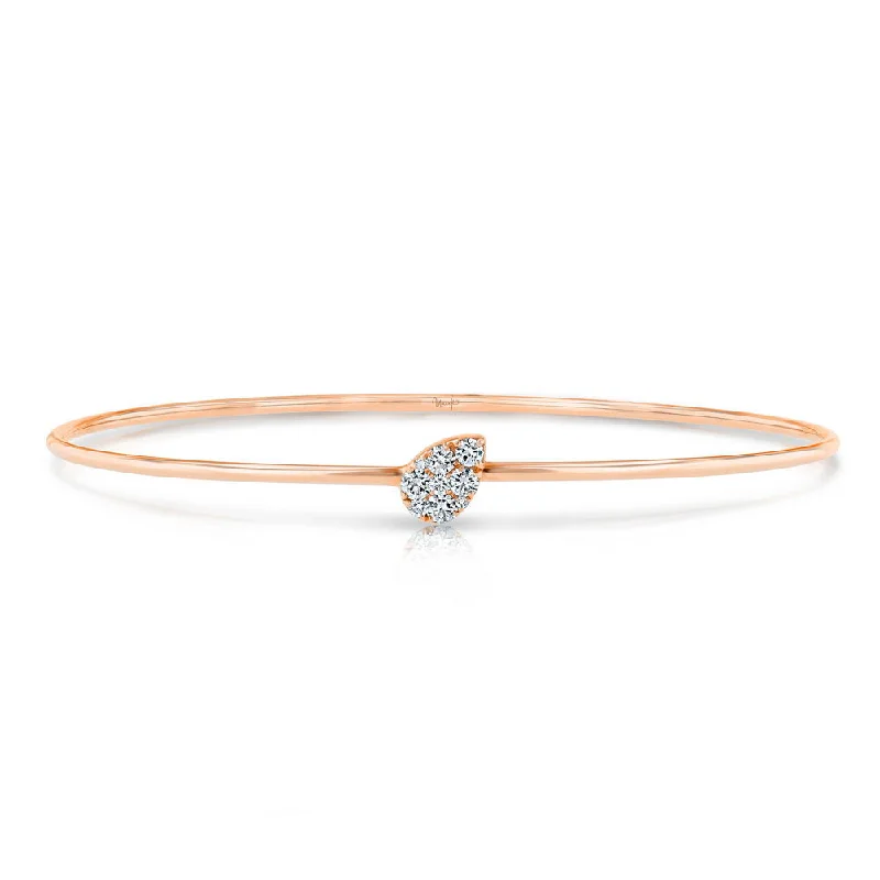 Affordable bracelets for women with crystals-Uneek Whittier Skinny Bangle with Tilted Teardrop-Shaped Clusters of Diamonds