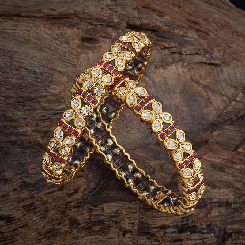 Simple bangles with delicate designs-Kundan Bangle 178275