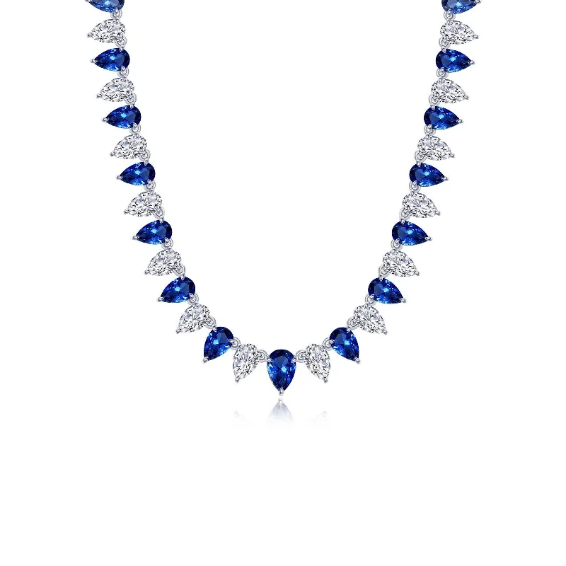 Personalized necklaces for women with names-Lafonn Simulated Diamond & Fancy Lab Grown Sapphire 38.00ct. Tennis Necklace SYN029SP16