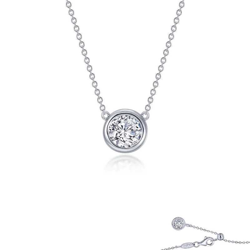 Affordable crystal necklaces for women-Lafonn Simulated Diamond 0.70ct Bezel Set Solitaire Necklace N0293CLP