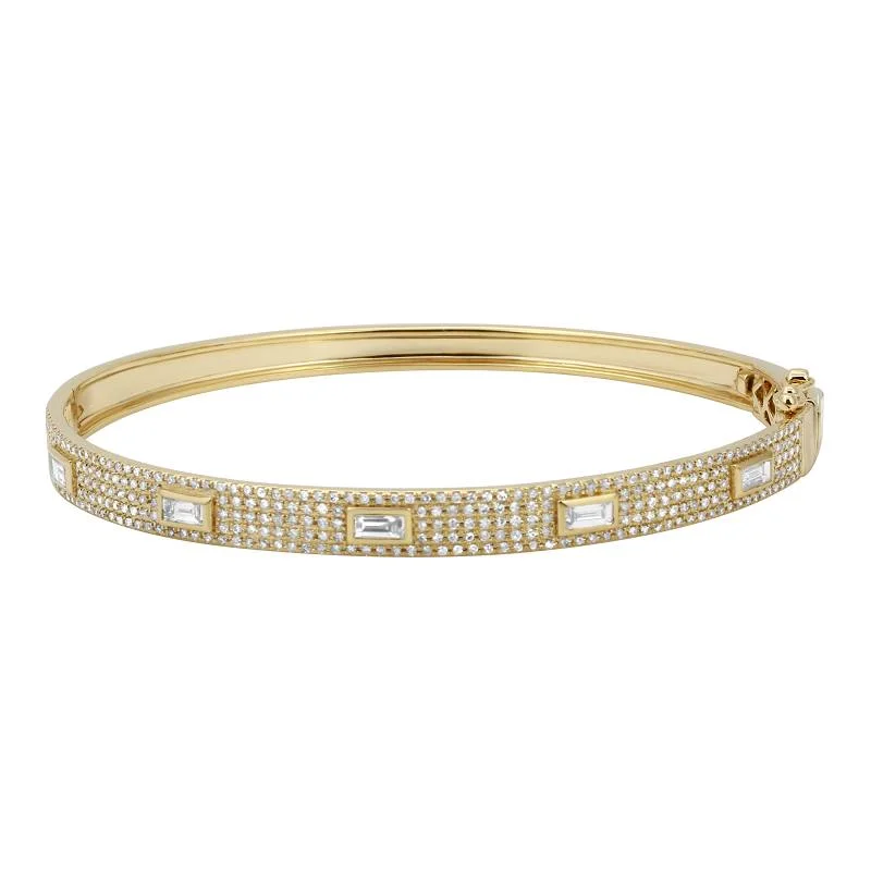 Stunning gemstone bangles for women-Pave and Baguettes Full Diamond Bangle