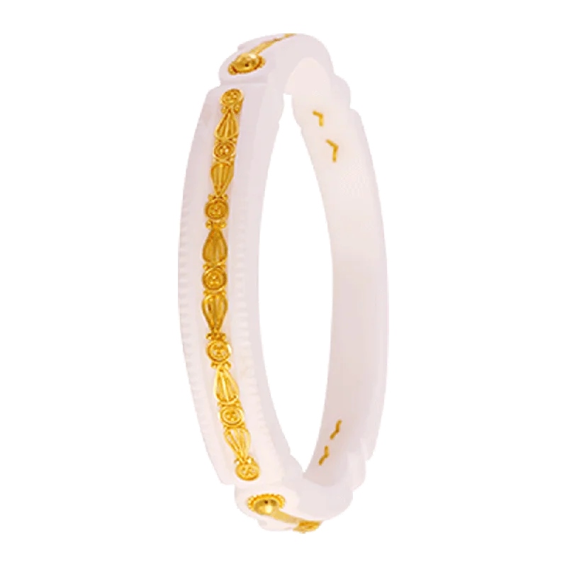 Luxury bracelets for women with diamonds-22KT Yellow Gold Sankha Bangle For Women