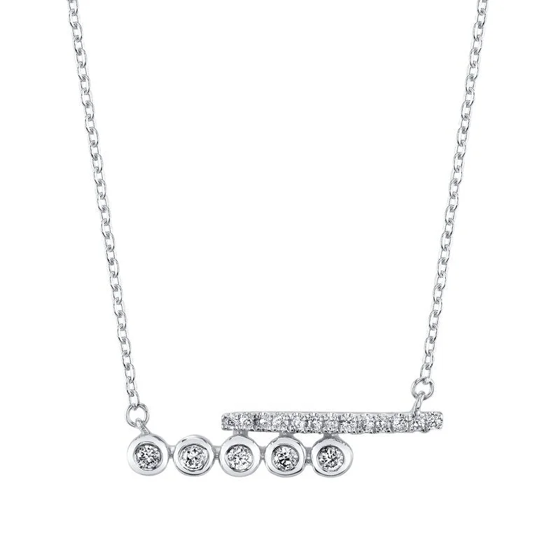 Women’s necklaces with flower designs-14K White Gold 0.10 Pave & Bezel Diamond Fashion Necklace