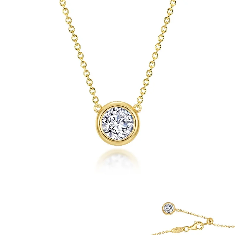 Stylish gemstone necklaces for women-Lafonn Simulated Diamond 1.10ct Bezel Set Solitaire Necklace N0294CLG