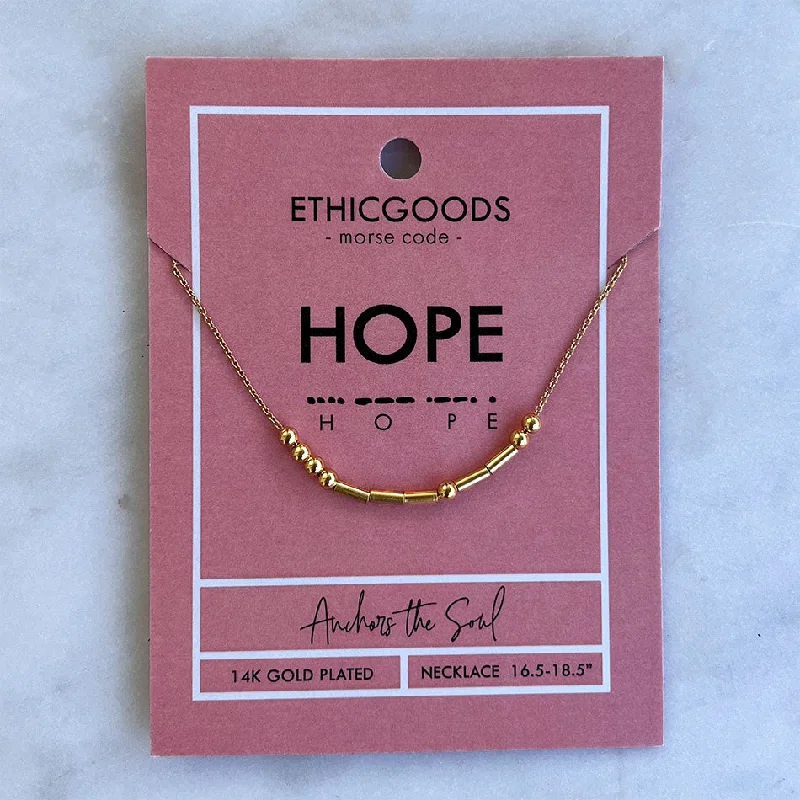 Simple necklaces with charms for women-Morse Code "Hope" Necklace, Thailand