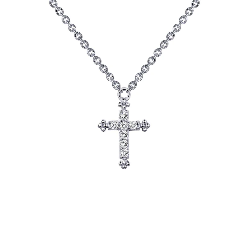 Luxurious necklaces for women with pearls-Lafonn Simulated Diamond 0.07ct Cross Necklace 9N023CLP