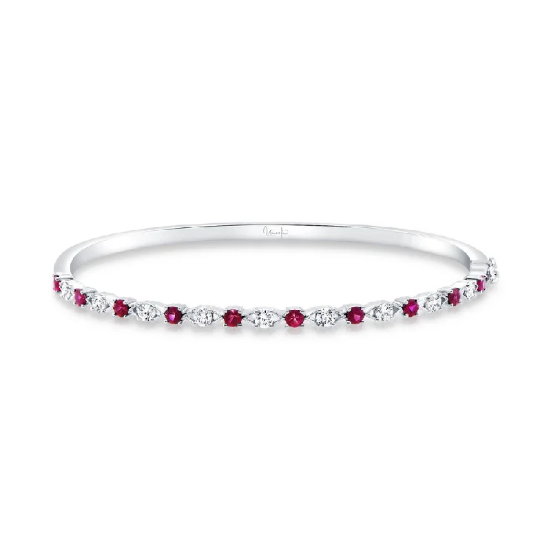 Elegant diamond bangles for women-Uneek Precious Collection Round Ruby Stackable Bangle