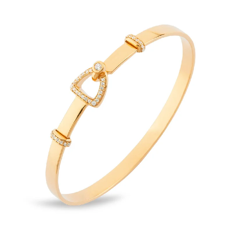 Classic gold bangles for women-Fiontini 18K Gold Bangle w. 37 Diamonds