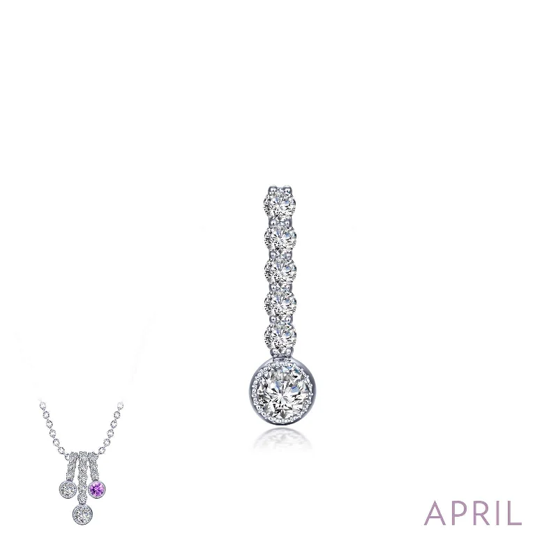 Women’s necklaces with filigree details-Lafonn April Birthstone Simulated Diamond Large Love Pendant BP003DAP