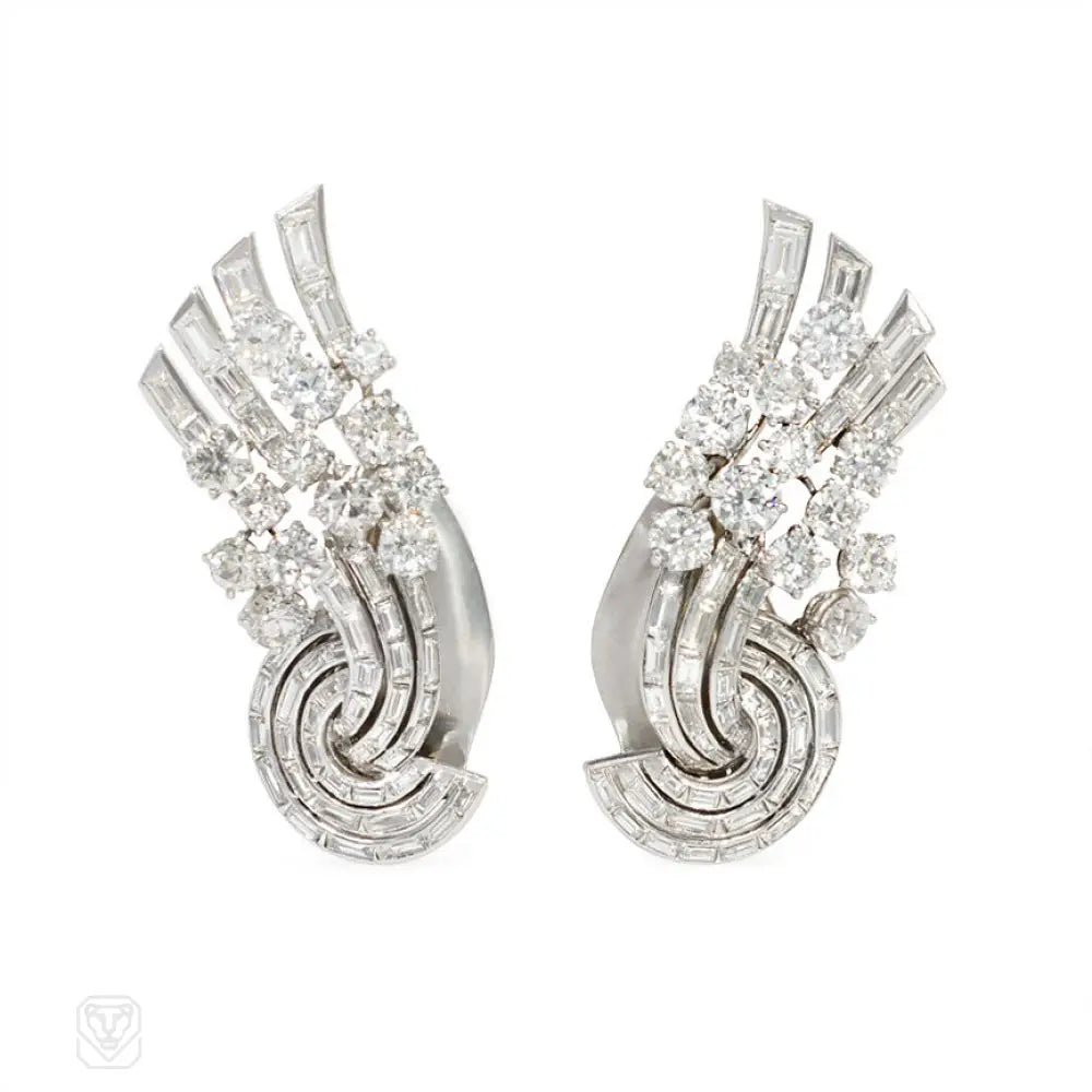 Women’s earrings with opal stones-Art Deco diamond earrings, Chaumet, Paris