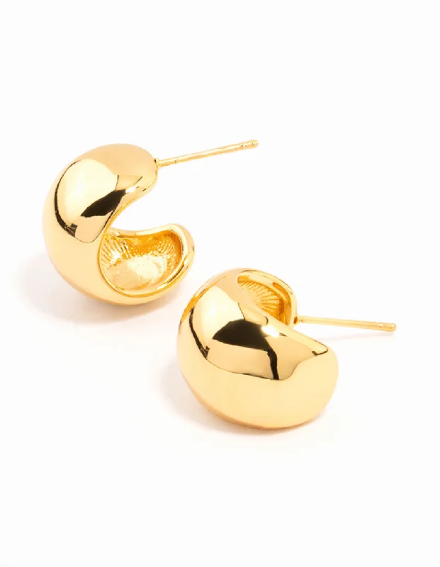 Elegant diamond stud earrings for women-Waterproof Gold Plated Stainless Steel Bubble Hoop Earrings