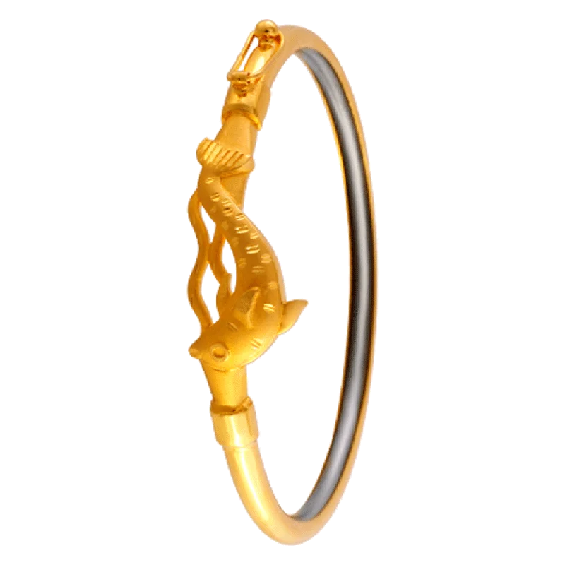 Fashionable bracelets with colored stones-22KT Yellow Gold Loha Bangle For Women