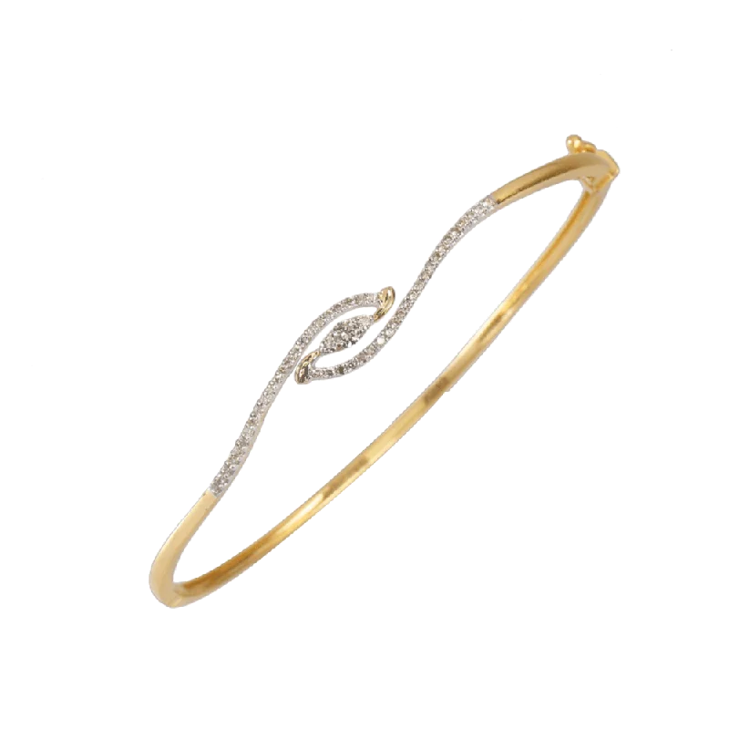 Women’s wide cuff bracelets-18KT (750) Yellow Gold And Diamond Bangle For Women