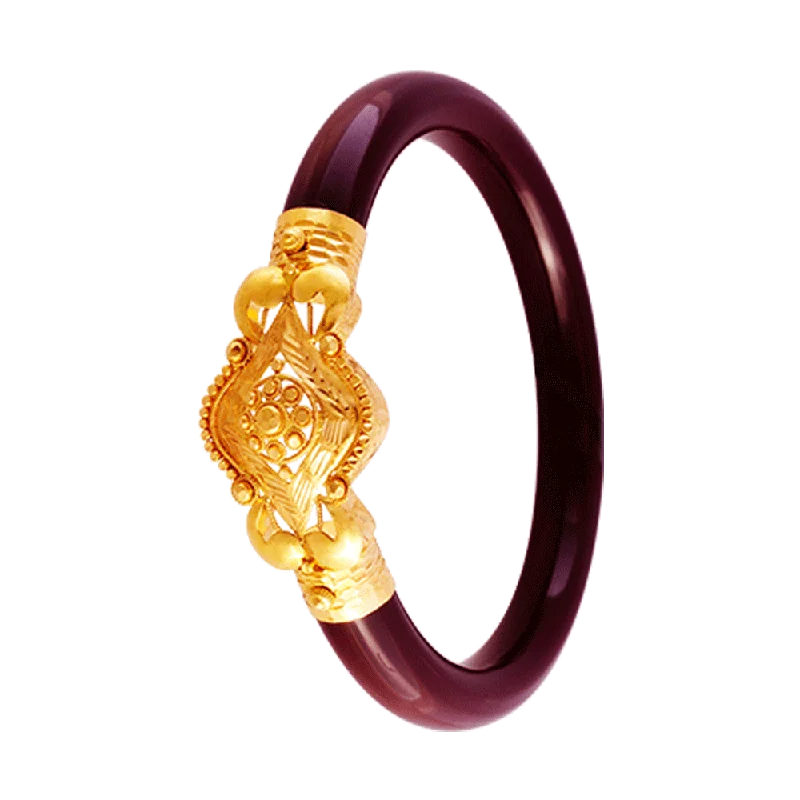 Unique boho bracelets for women-22KT Yellow Gold Pola Bangle For Women