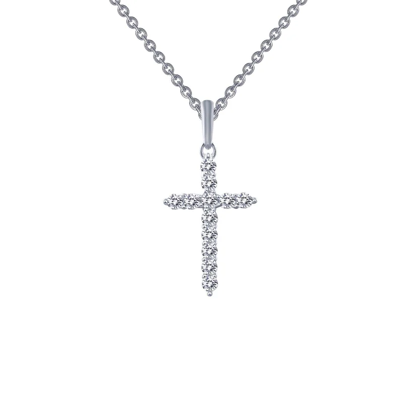 Women’s adjustable chain necklaces-Lafonn Simulated Diamond 0.36ct Cross Necklace P0165CLP18