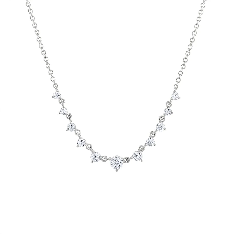 Unique necklaces with birthstones-14KT GOLD ELEVEN PRONG DIAMOND STONE NECKLACE