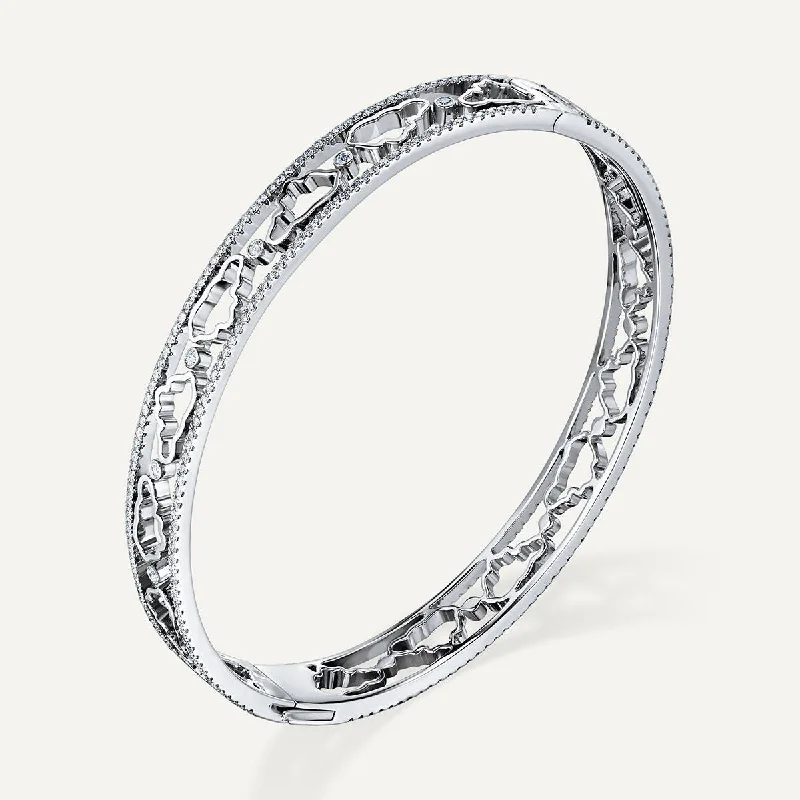 Unique leather bracelets for women-Allusia Love 18K Whitegold Bangle w. Diamonds