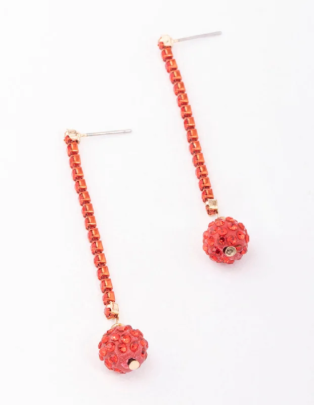 Women’s clip-on earrings for non-pierced ears-Red Cupchain Fireball Drop Earrings