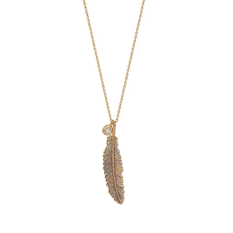 Women’s birthstone necklaces-Midi Feather Necklace