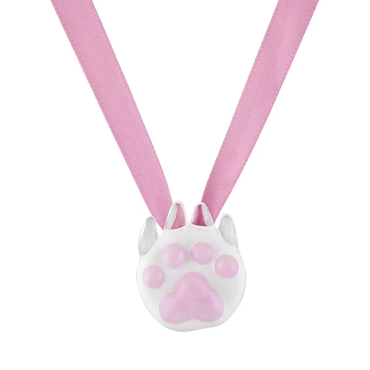 Simple necklaces with charms for women-Purrfect Paw Blanc