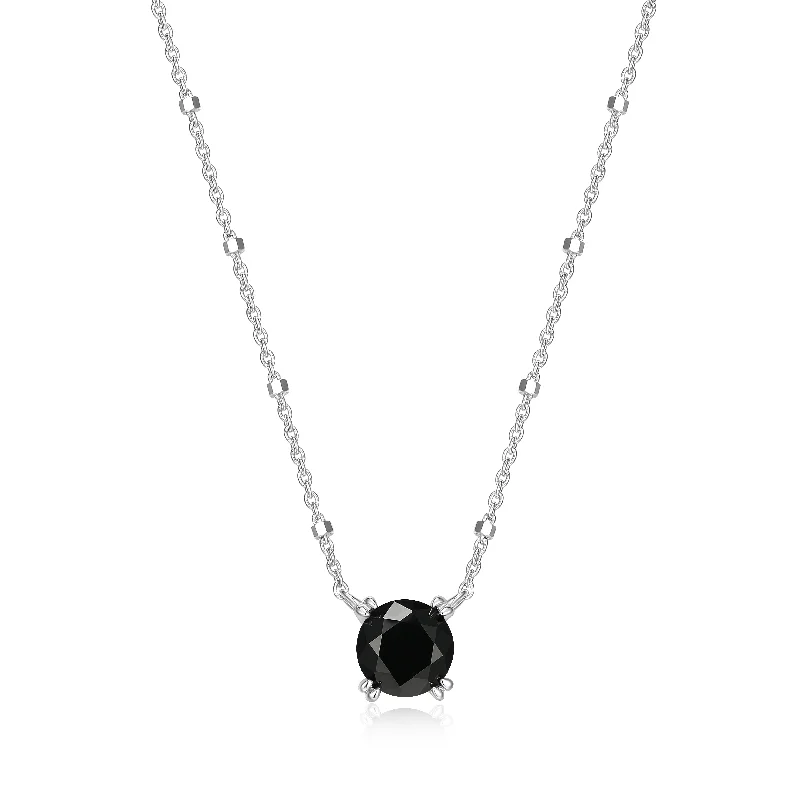 Affordable pearl necklaces for women-Samuel B. Black Spinel Solitaire Sparkle Necklace