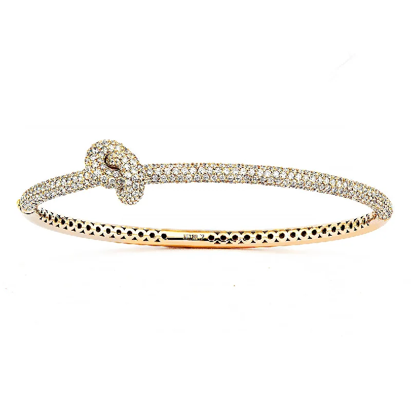 Elegant diamond bracelets for women-Legacy Knot Pavé 18K Gold Bangle w. Diamonds