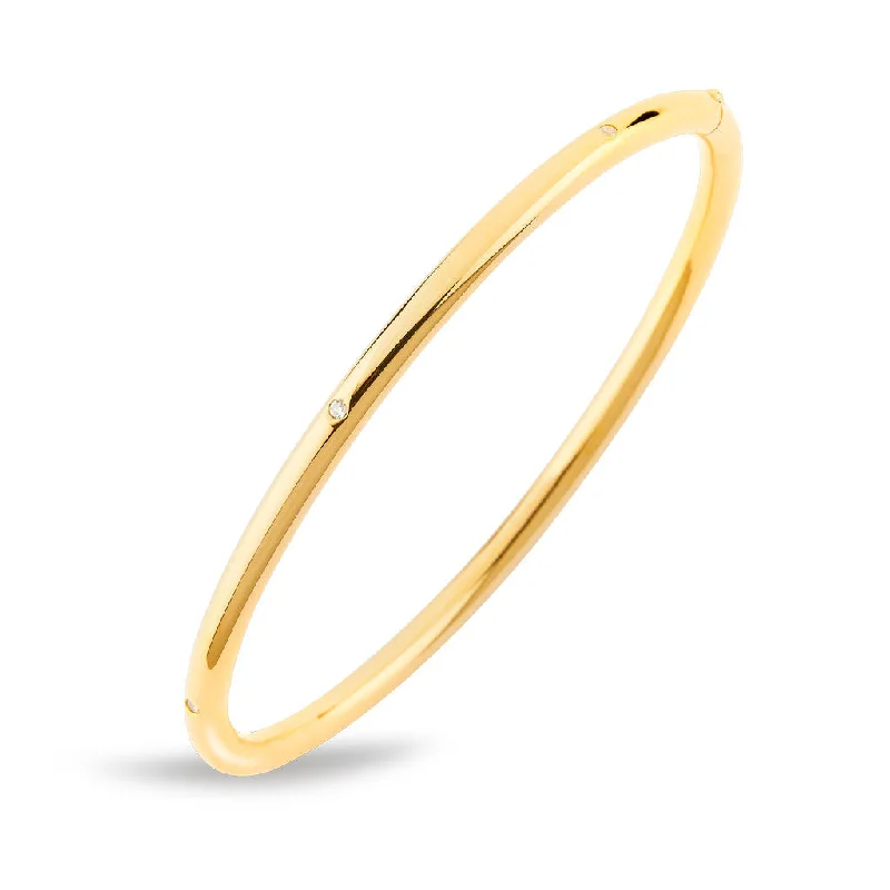 Fashionable bangles with crystal accents-D'avie 18K Gold Bangle w. 6 Diamonds