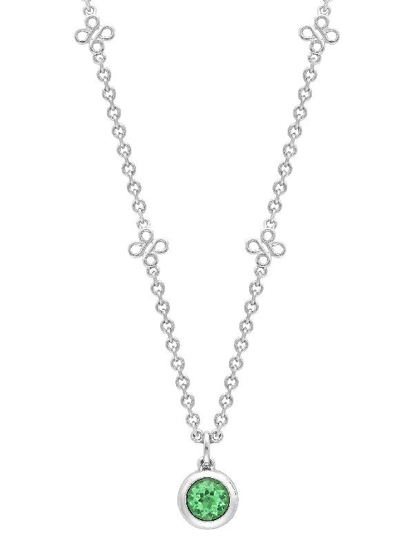 Unique layered necklaces for women-Beach Tsavorite Platinum Pendant