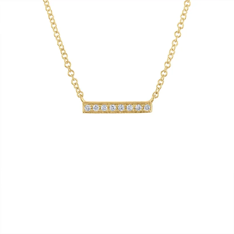 Simple yet elegant necklaces for women-14KT GOLD MINI DIAMOND BAR NECKLACE