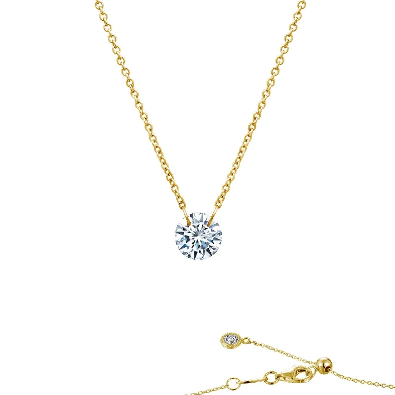 Timeless gold necklaces for women-Lafonn Simulated Diamond 1.00ct Frameless Solitaire Necklace N0090CLG