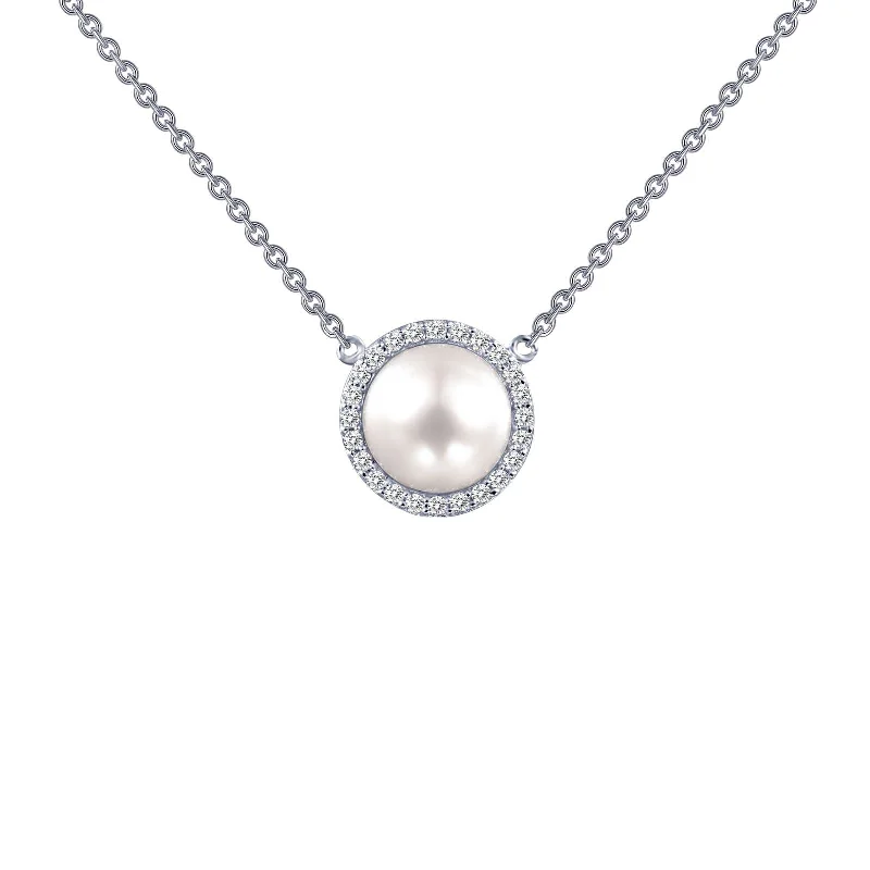 Women’s necklaces with pink diamonds-Lafonn Simulated Diamond & Cultured Freshwater Pearl Necklace N0029CLP