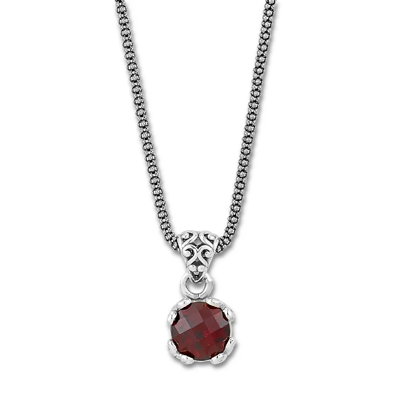 Minimalist silver necklaces for women-Samuel B. Garnet Birthstone Glow Necklace - January