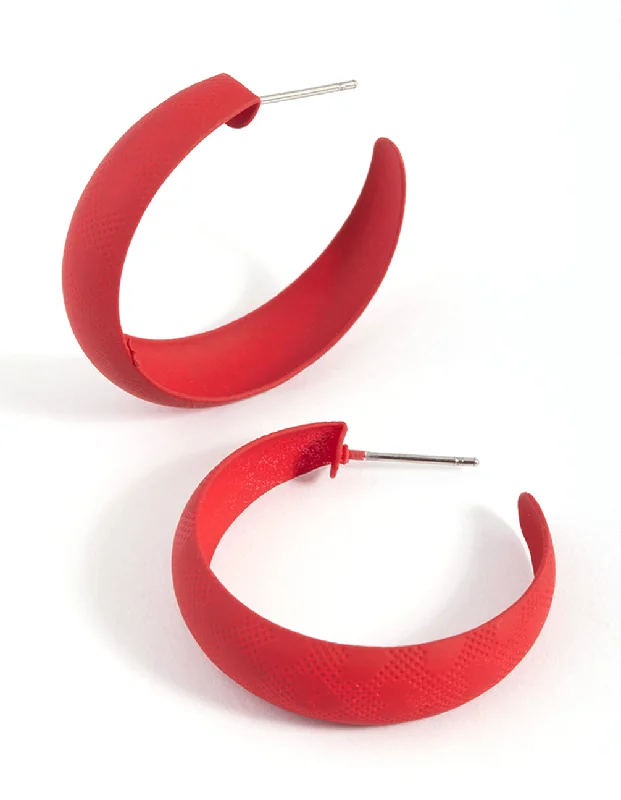 Elegant earrings with intricate designs-Matte Red Hoop Earrings