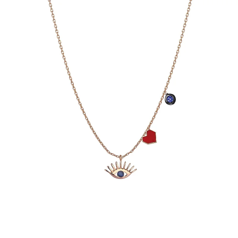 Trendy necklaces with colored stones-10th Eye Love Necklace