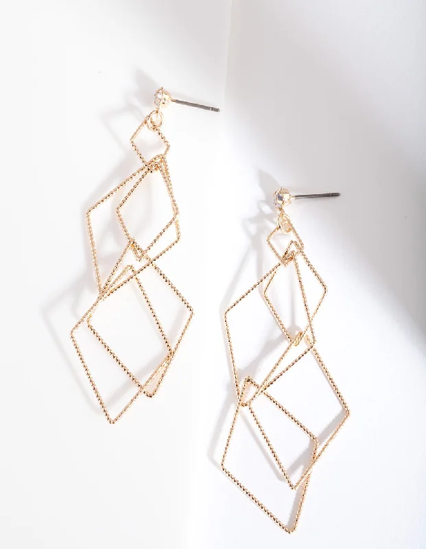 Trendy earrings with mixed metals-Gold Fine Layered Earrings