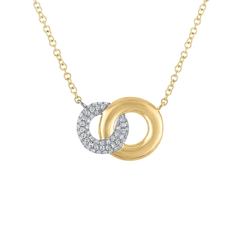 Timeless necklaces with simple pendants-14KT GOLD DIAMOND INTERLOCKING CIRCLE NECKLACE