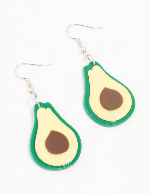 Trendy hoop earrings for ladies-Avocado Acrylic Drop Earrings