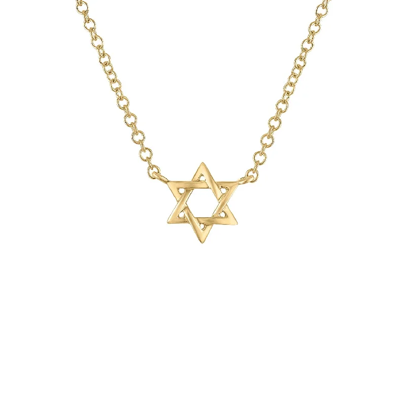 Women’s necklaces with sapphire pendants-14KT GOLD MINI STAR  OF DAVID NECKLACE