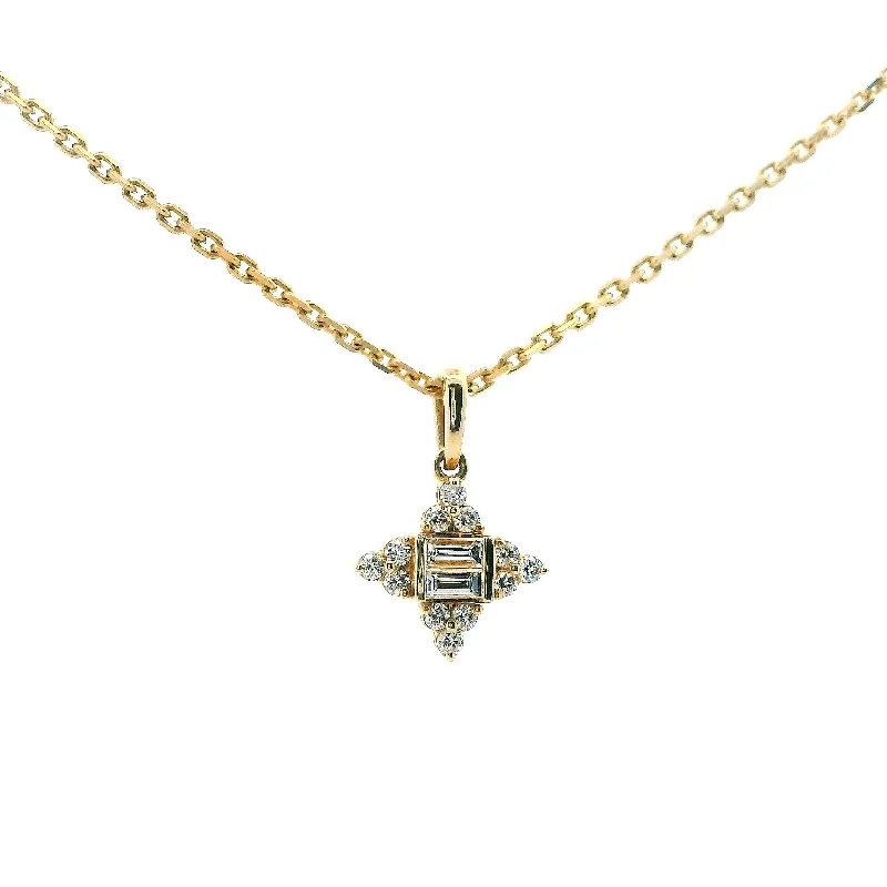 Unique necklaces with engraved designs-14K Yellow Gold 0.21cttw. Diamond Star Pendant Necklace