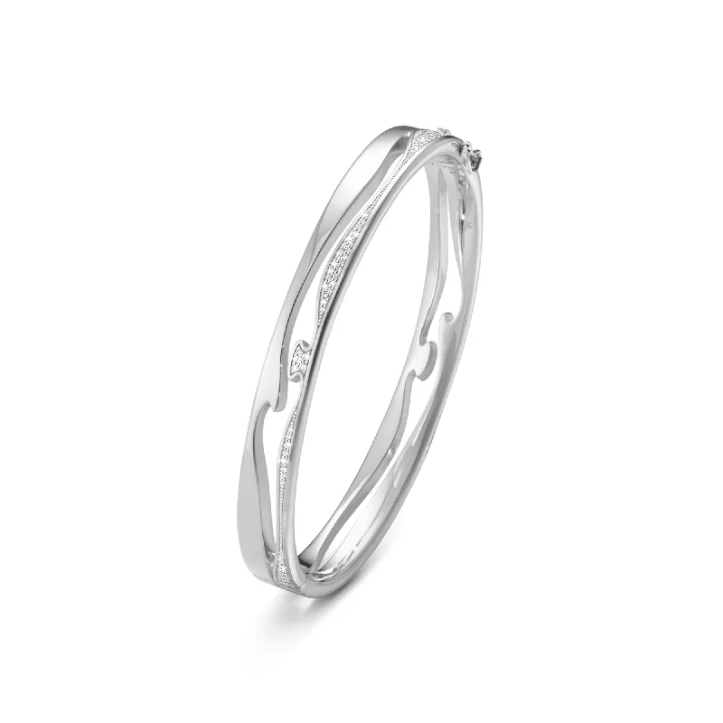 Custom bracelets for women with charms-Fusion 18K White Gold Bangle w. Diamonds 0.69 ct