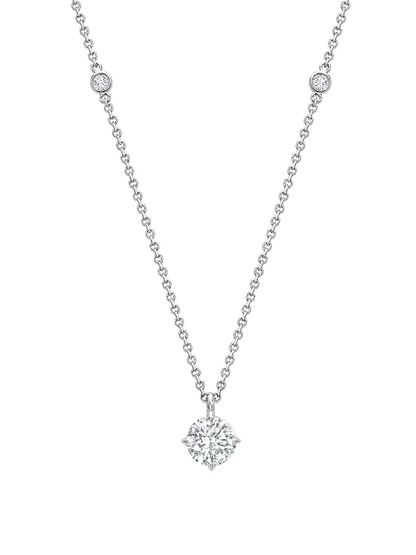 Elegant necklaces for women with blue gemstones-Classic Platinum Diamond Pendant