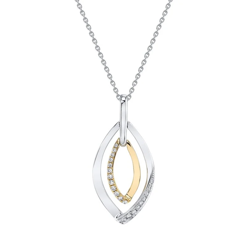 Elegant crystal necklaces for women-14K Two-Tone Gold 0.15ct. Swirling Diamond Fashion Necklace