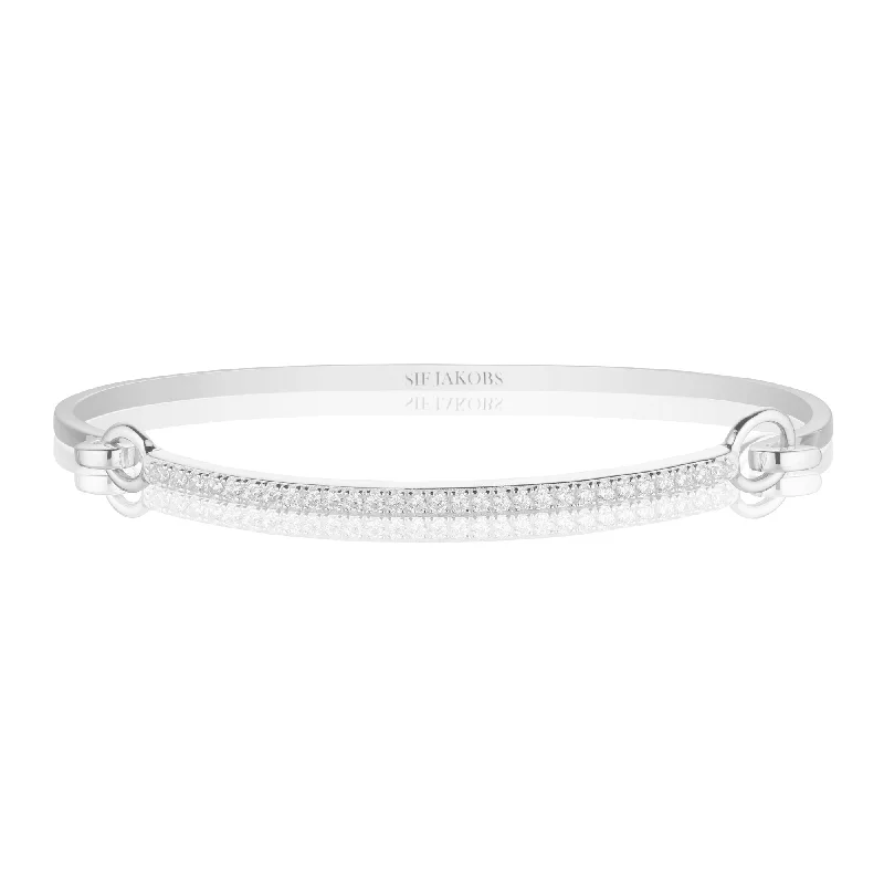 Elegant gold bracelets for women-Capizzi Silver Bangle w. Zirconias