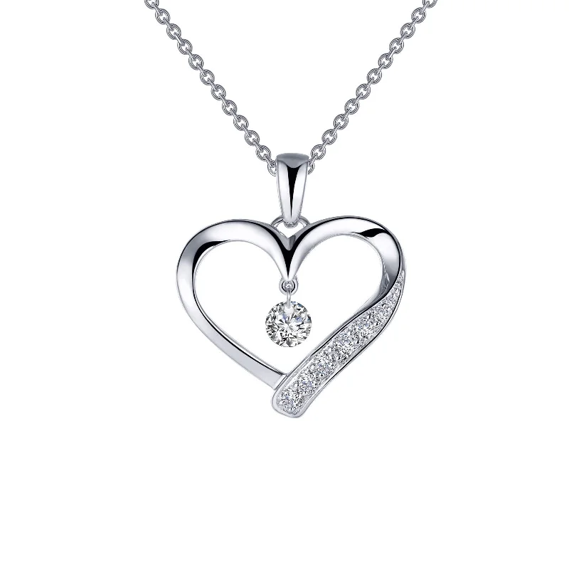 Chic pearl necklaces for women-Lafonn Simulated Diamond Open Heart Pendant Necklace P0221CLP